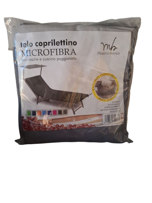 Telo coprilettino in Microfibra con Tasche e Cuscino Poggiatesta gonfiabile