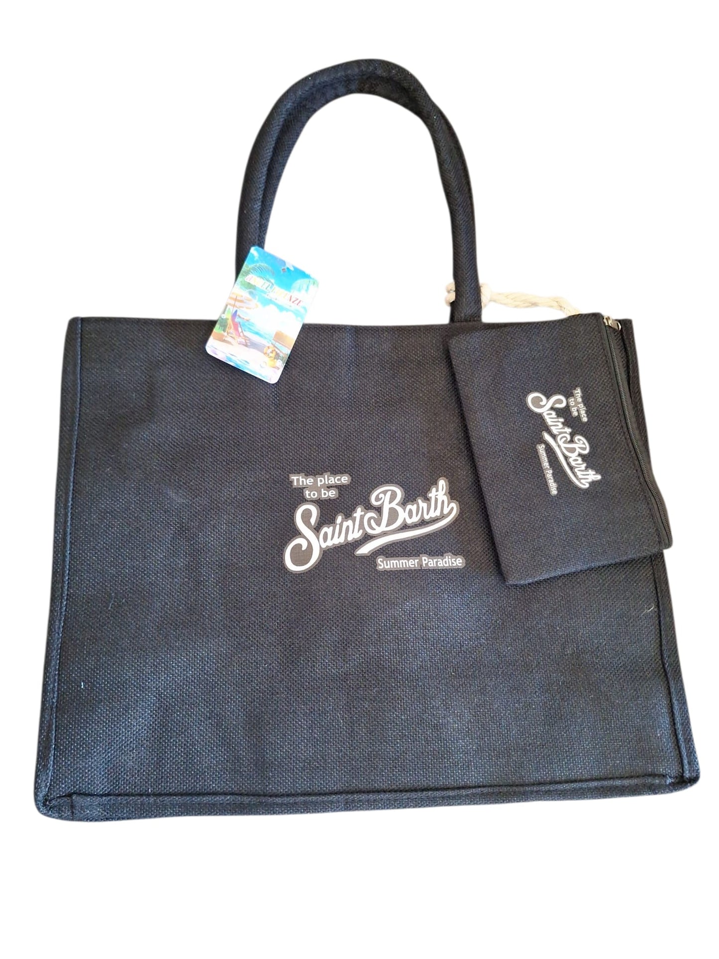 Borsa da spiaggia con pouscette stampata in Juta