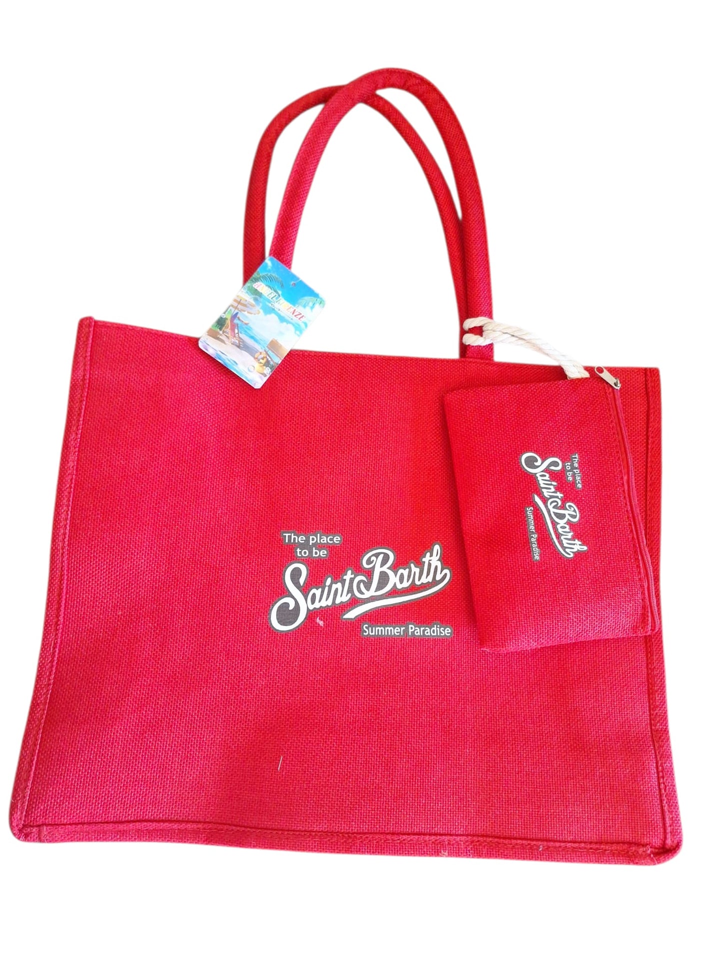 Borsa da mare con pouscette stampata in Juta