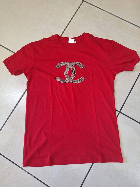 T-shirt manica corta con brillantini rialzati