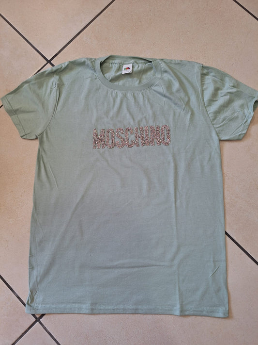 T-shirt manica corta con brillantini rialzati