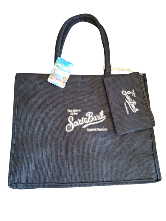 Borsa da spiaggia  con pouscette  stampata in Juta