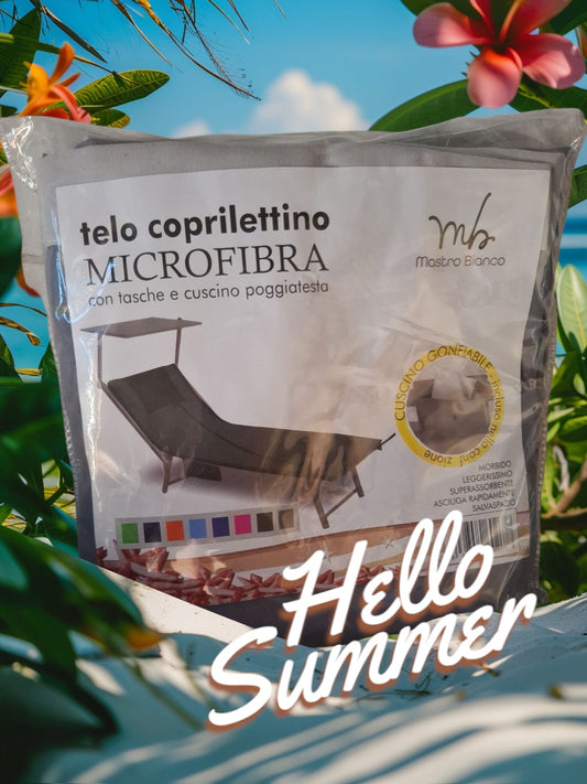 Telo coprilettino in Microfibra con Tasche e Cuscino Poggiatesta gonfiabile
