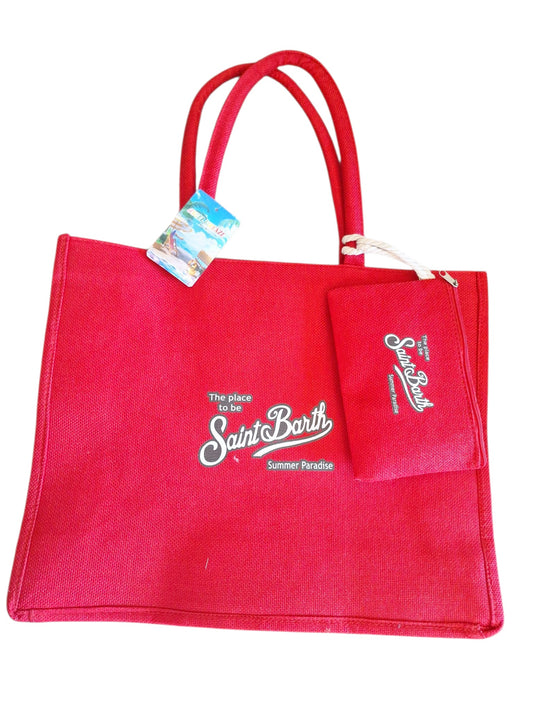 Borsa da mare con pouscette stampata in Juta